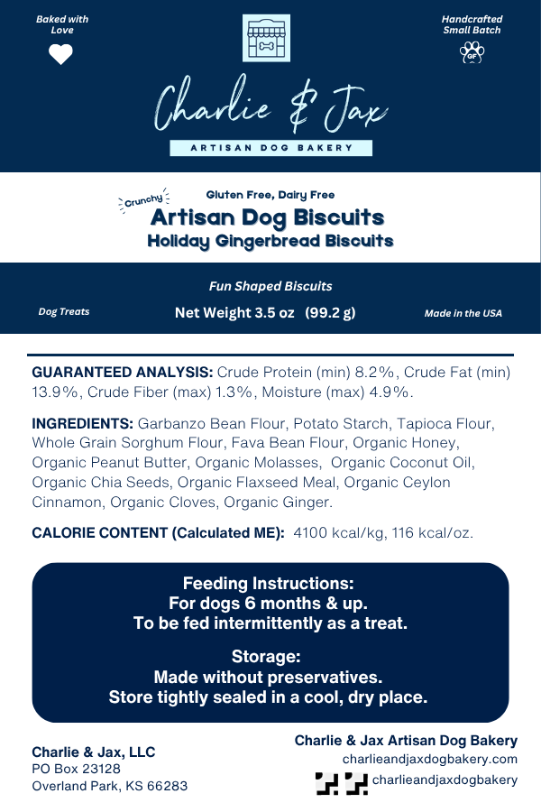 Artisan Dog Biscuits Gingerbread (Seasonal)