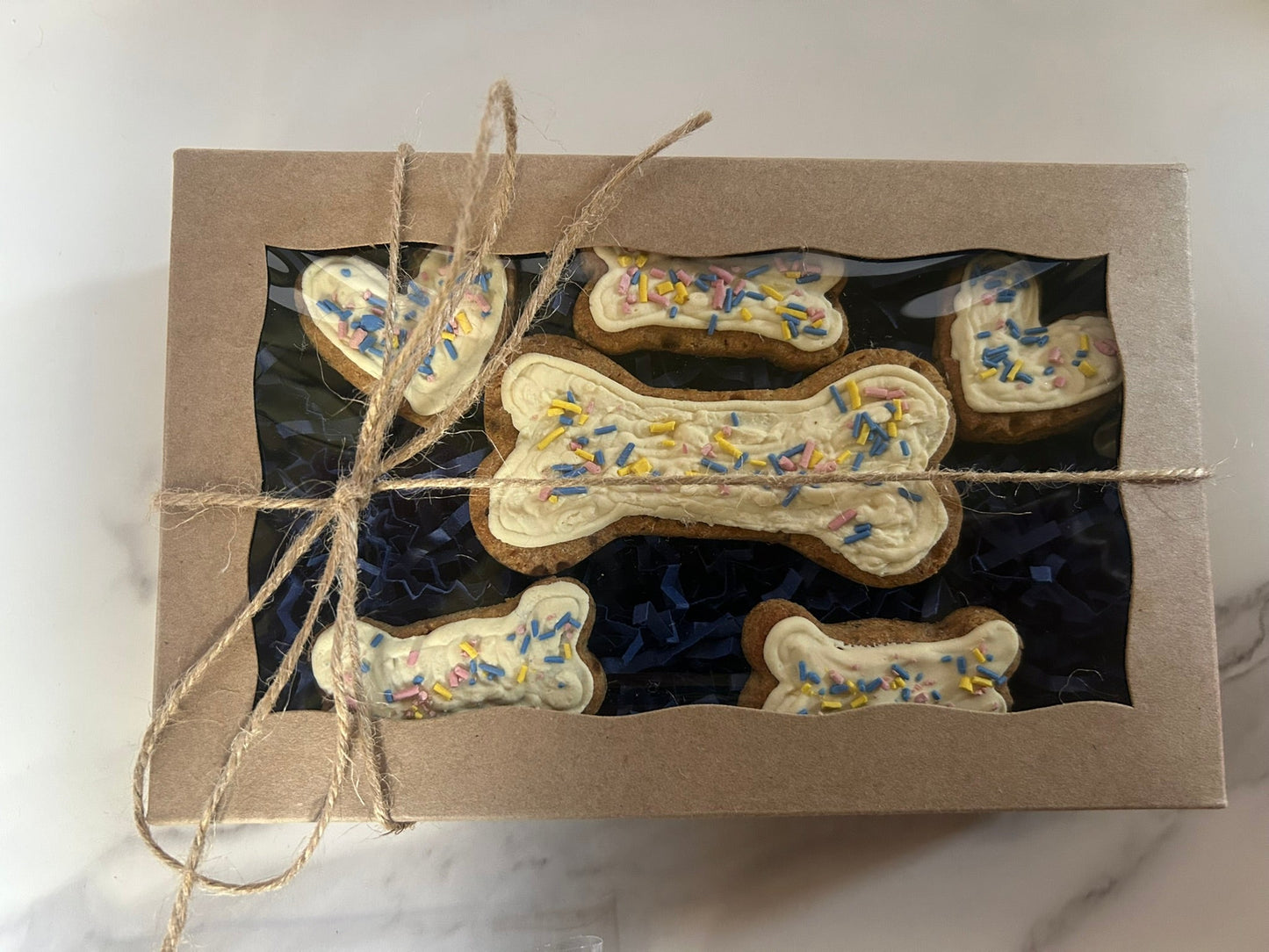 Artisan Dog Biscuits with Peanut Butter and Banana Decorated