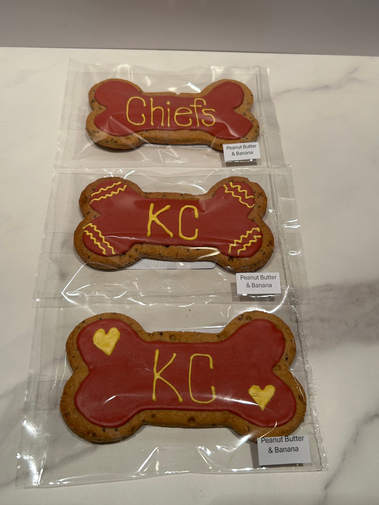 Football Themed Artisan Dog Biscuits with Peanut Butter and Banana (Seasonal)