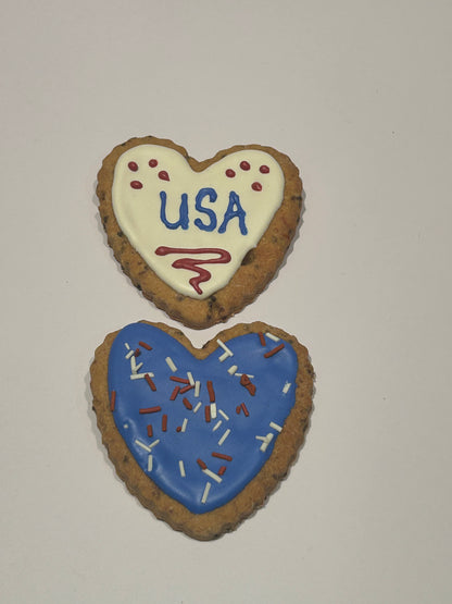 Patriotic Themed Artisan Dog Biscuits with Peanut Butter and Banana Decorated (Seasonal)