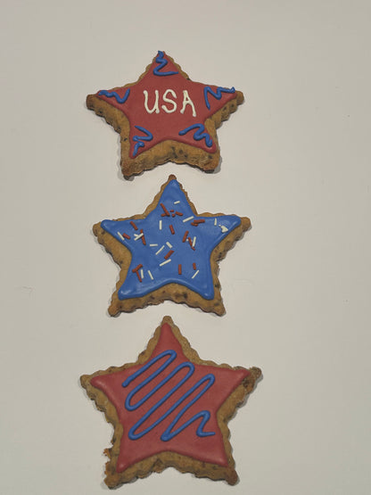 Patriotic Themed Artisan Dog Biscuits with Peanut Butter and Banana Decorated (Seasonal)