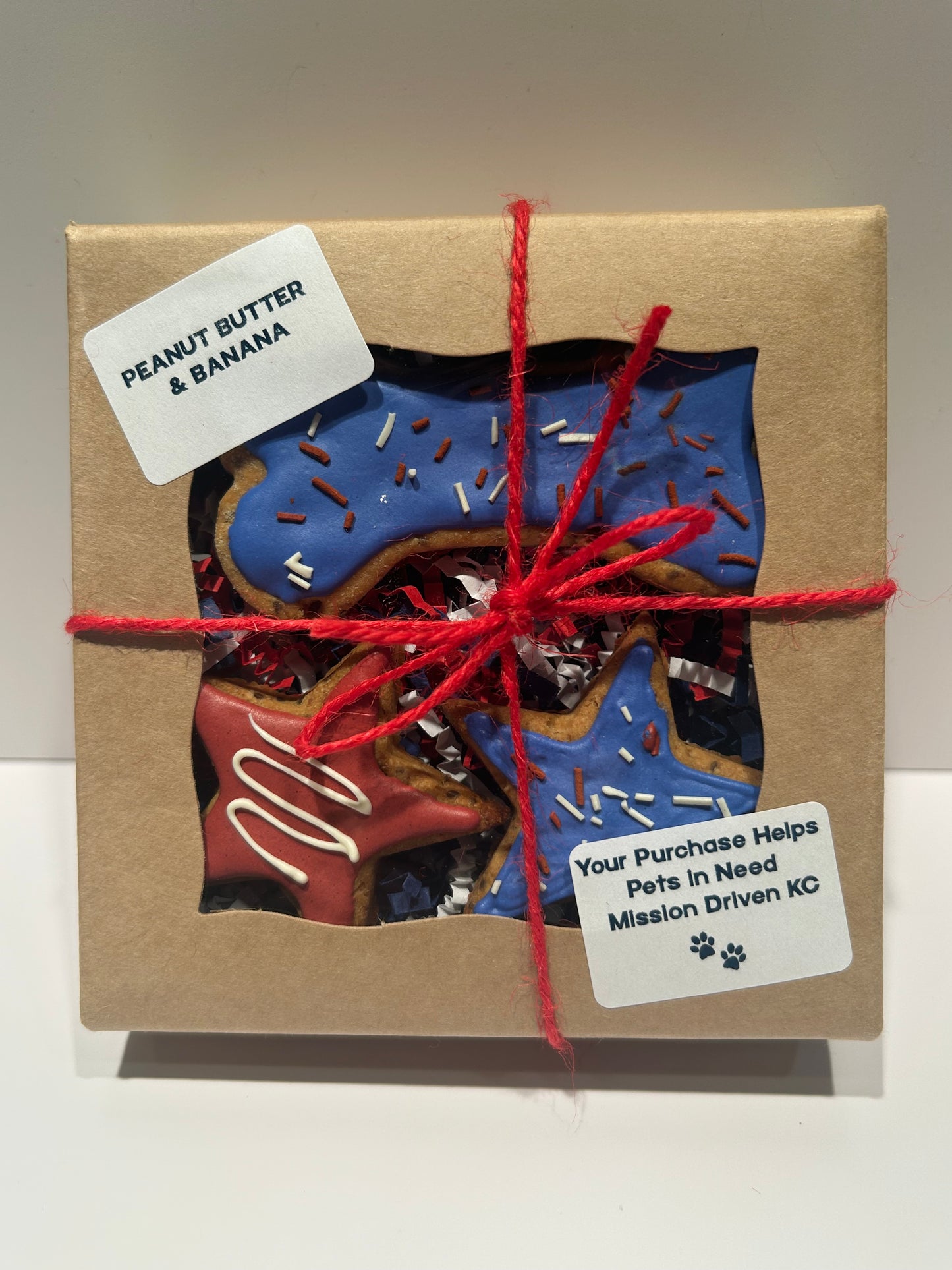 Patriotic Themed Artisan Dog Biscuits with Peanut Butter and Banana Decorated (Seasonal)