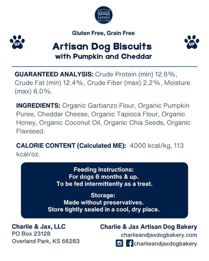 Artisan Dog Biscuits with Pumpkin and Cheddar Cheese