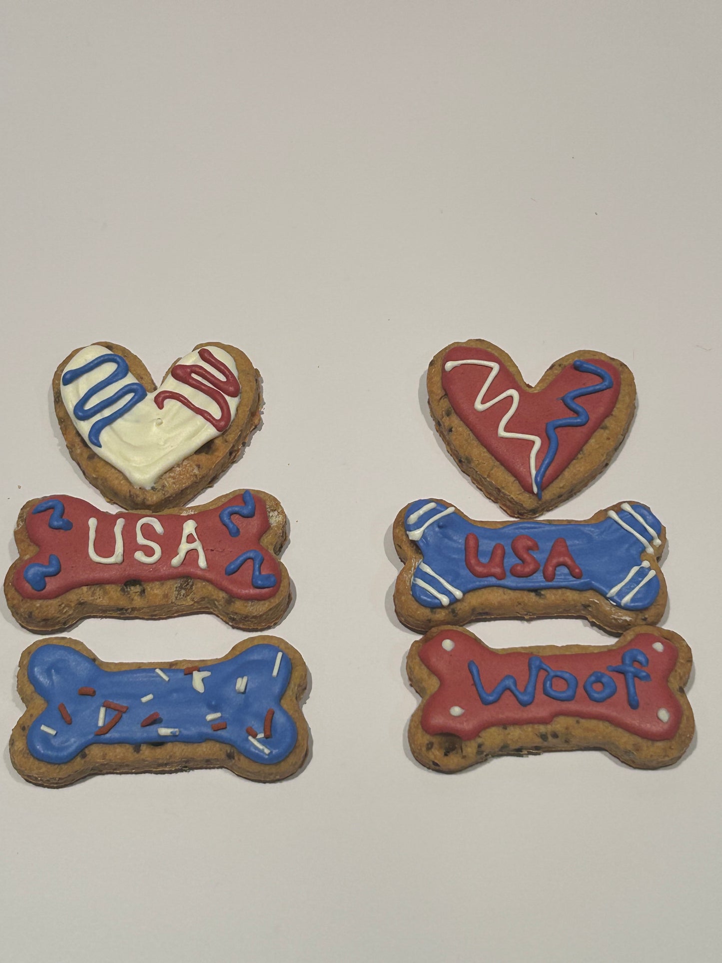 Patriotic Themed Artisan Dog Biscuits with Peanut Butter and Banana Decorated (Seasonal)