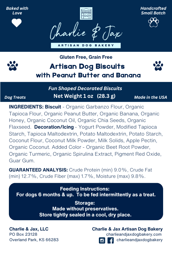 Patriotic Themed Artisan Dog Biscuits with Peanut Butter and Banana Decorated (Seasonal)