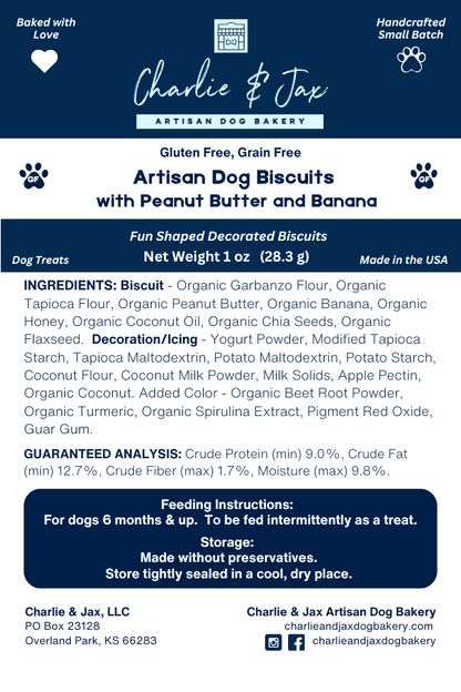 Patriotic Themed Artisan Dog Biscuits with Peanut Butter and Banana Decorated (Seasonal)