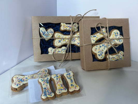 Artisan Dog Biscuits with Peanut Butter and Banana Decorated