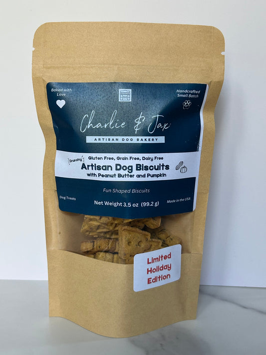 Winter Themed Artisan Dog Biscuits with Peanut Butter and Pumpkin (Seasonal)