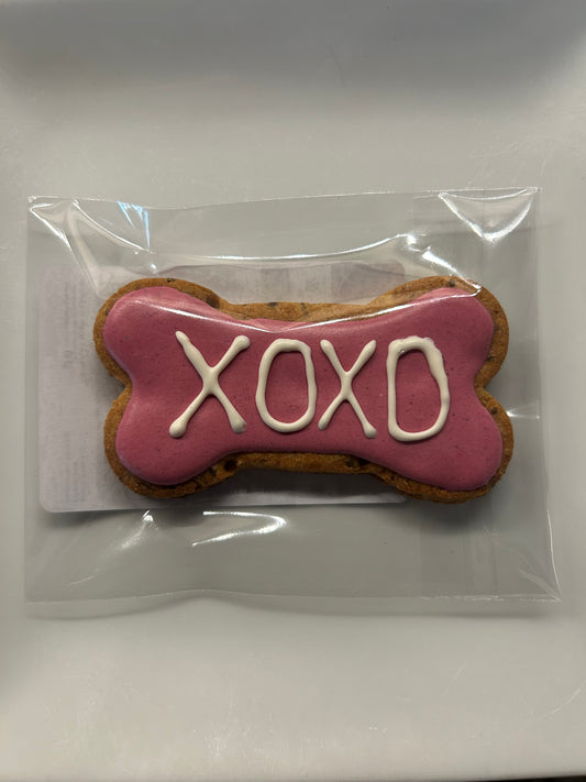 Artisan Dog Biscuits with Peanut Butter and Banana Love Themed Decorated (Seasonal)