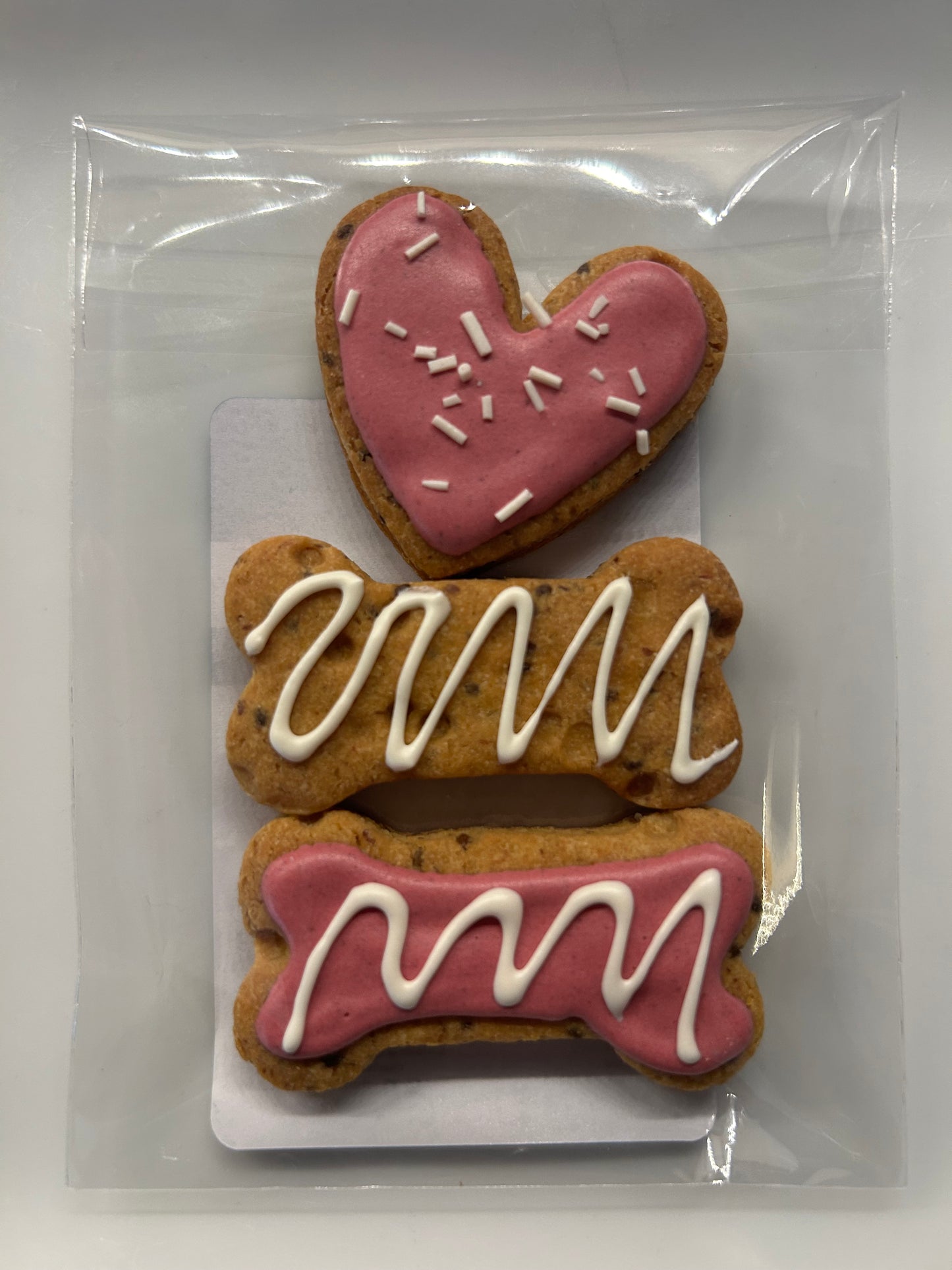 Artisan Dog Biscuits with Peanut Butter and Banana Love Themed Decorated (Seasonal)