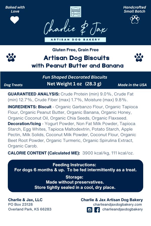 Artisan Dog Biscuits with Peanut Butter and Banana Decorated