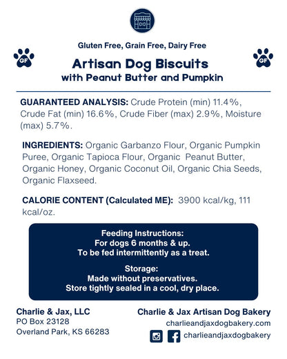 Artisan Dog Biscuits with Peanut Butter and Pumpkin